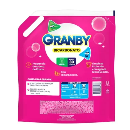JABON LIQUIDO GRANBY CON BICARB. ROSAS X 3 L