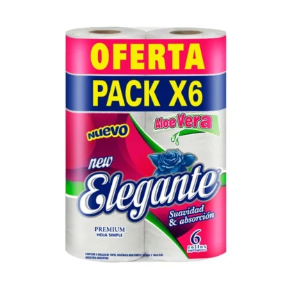 PAPEL HIG. ELEGANTE 6 ROLLOS X 30 MTS ALOE VERA