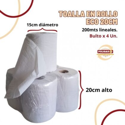 TOALLA EN ROLLO ECO 20X200  X 4UNIDADES