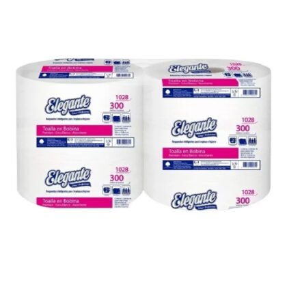 TOALLAS ELEGANTE 2 BOBINAS 19.5CM X 300 MTS CONO